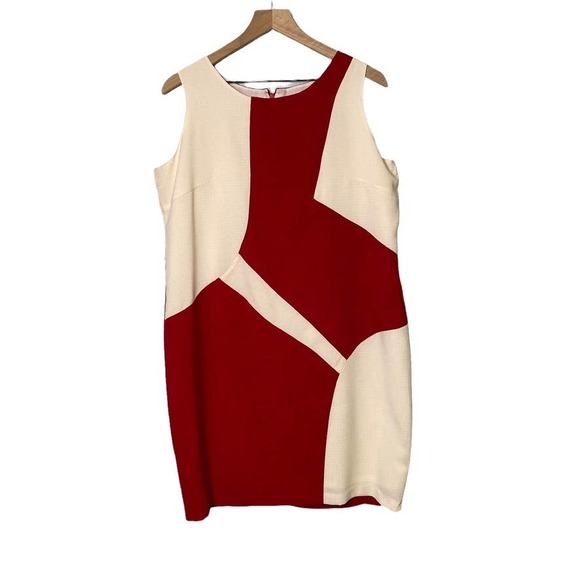 Vintage Dresses & Skirts - Vintage Red and Cream Geometric Shift Dress